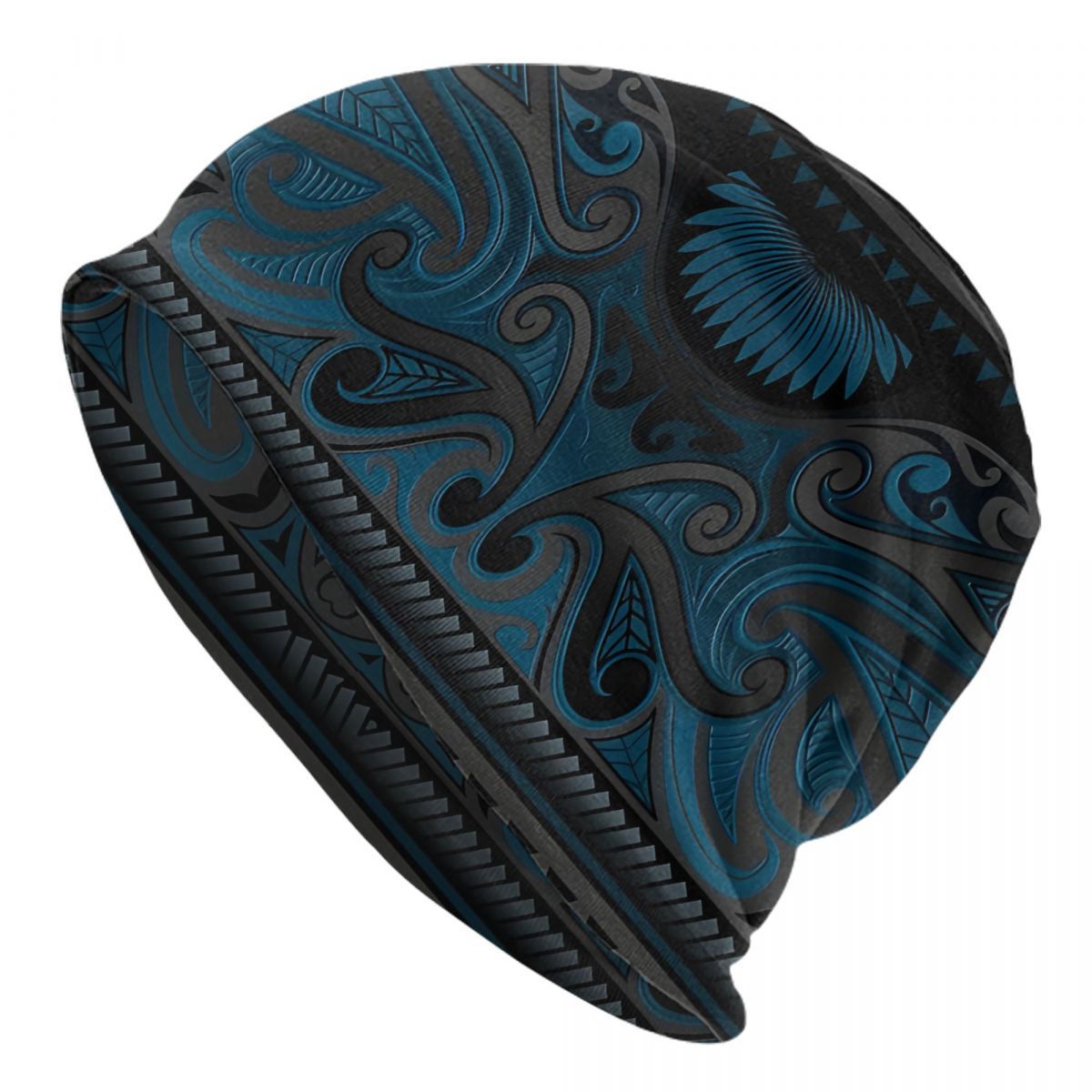 

Biihudu -inspired Polyester Knit Beanie Hat For Men - Stretchable Elastane Cap Without , Tribal Pattern Knitted Headwear