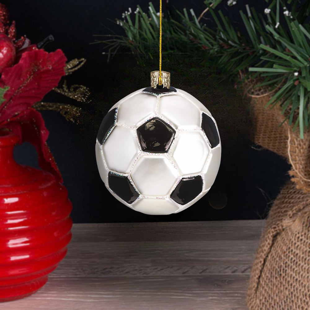 

1pc Acrylic Soccer Ball Christmas Ornament, 2024 Holiday Decor, Hanging Christmas Tree Accessory, Outdoor Garden Decor, No Feather, No Power Required, Acrylic Material