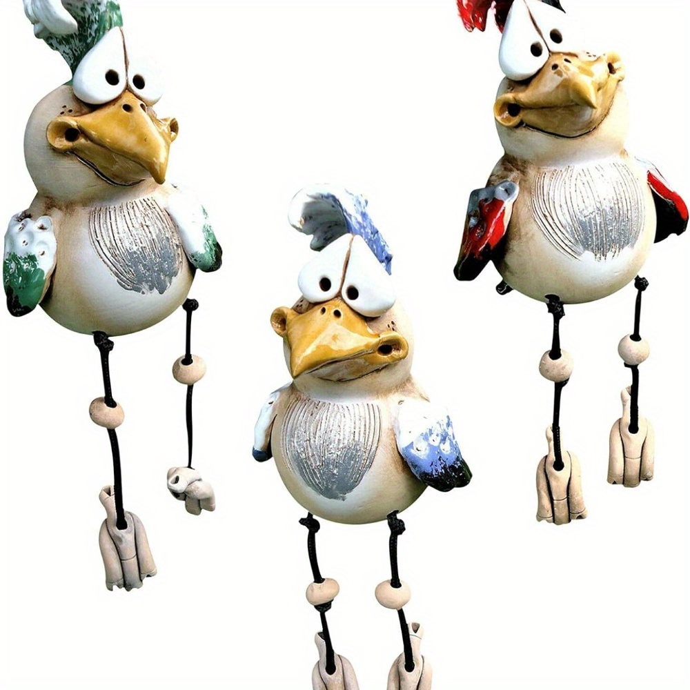 Image of Collection Of 3 Ornamental Chicken Statues For Decorating Your Farm, Balcony, Living Room, Office, Or Garden