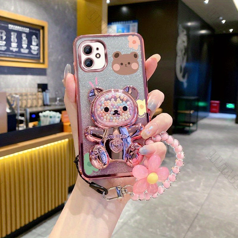 TEMU Coque de téléphone avec un support d' , d'un et de paillettes pour Iphone 12, également de support