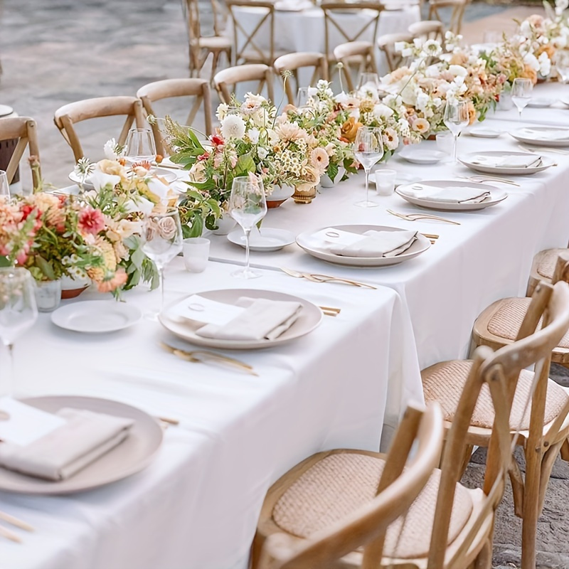 

10pcs/5pcs White Disposable Plastic Tablecloths - Ideal For Parties, Weddings & Outdoor Events, Fits Rectangular Tables