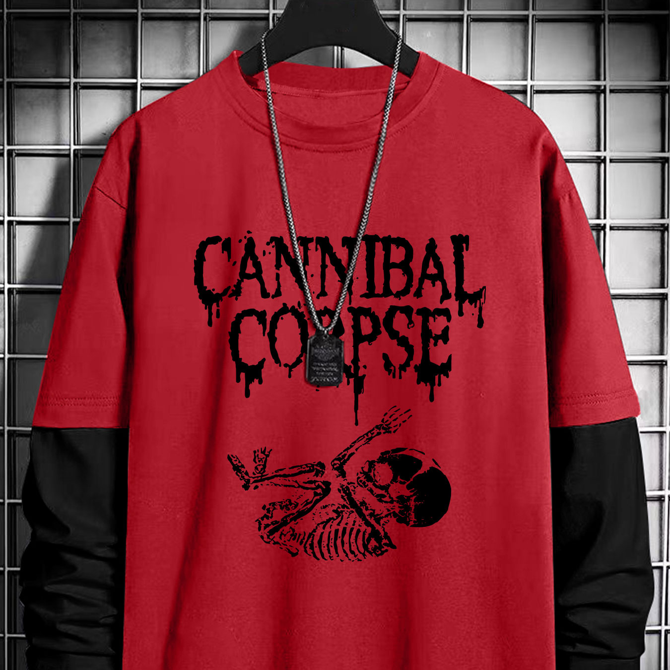 

Men's Casual Long Sleeve T-shirt With Skull Print - , Loose Fit, Polyester, Machine Washable - All
