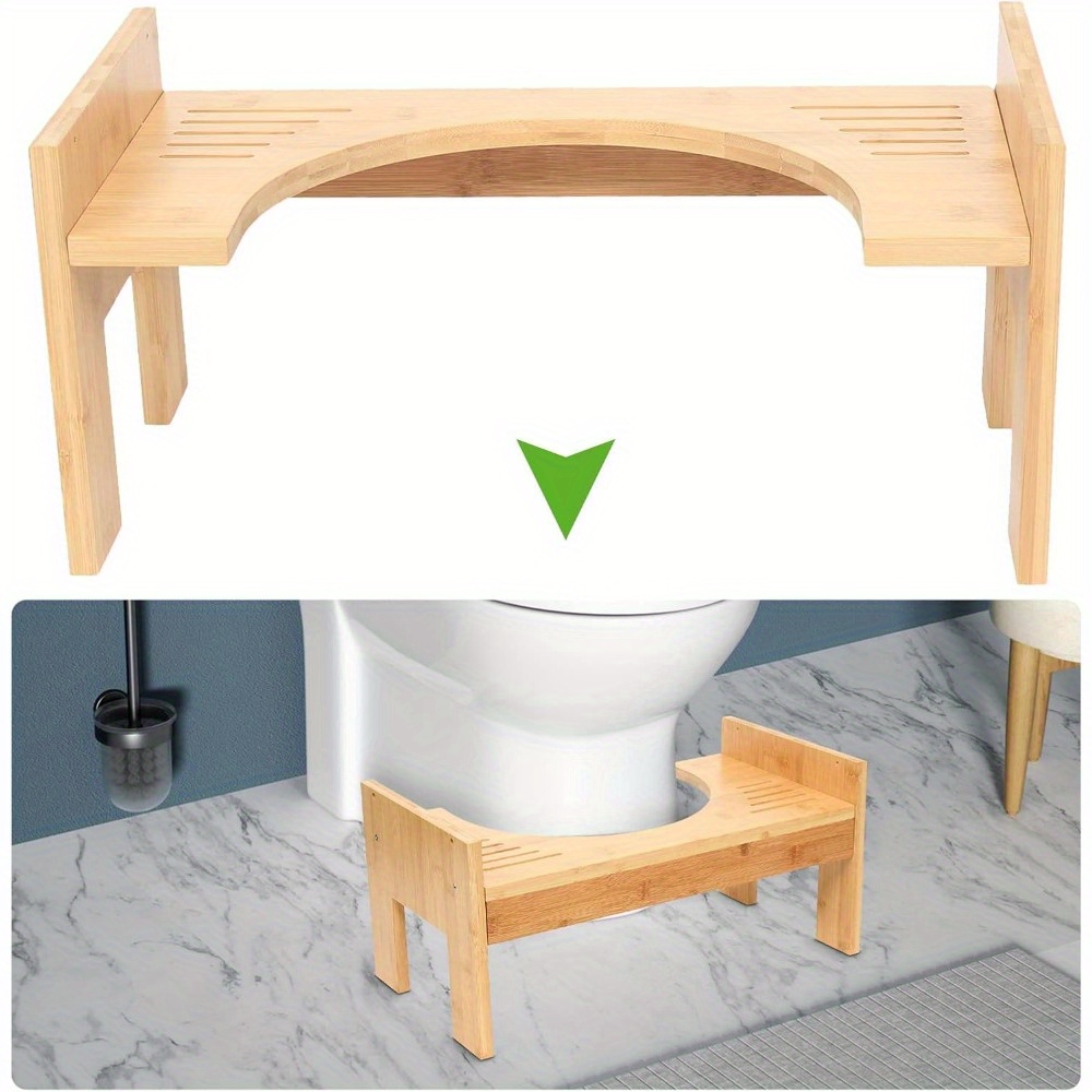 E-shop Holz-Toilettenhocker für Erwachsene, aus Holz, höhenverstellbar, gegen Hämorrhoiden, Verstopfung, Blähungen