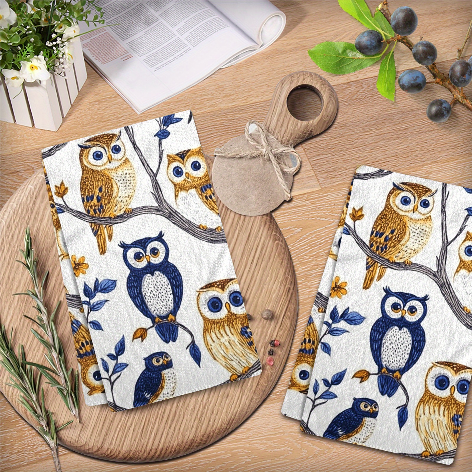 

2pcs Owl- Towels - , -dry Dish Cloths For Cleaning, For Dining Decor & , 27.2x18.