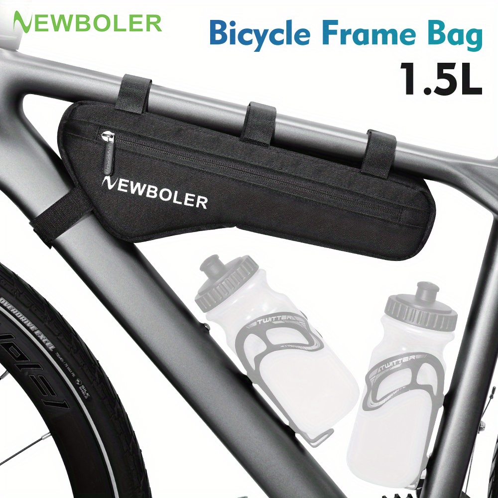 

Adjustable Bike Frame Bag - Waterproof, Ideal For Outdoor Cycling & Mountain Bikes, Black Polyester, Bike Accessories