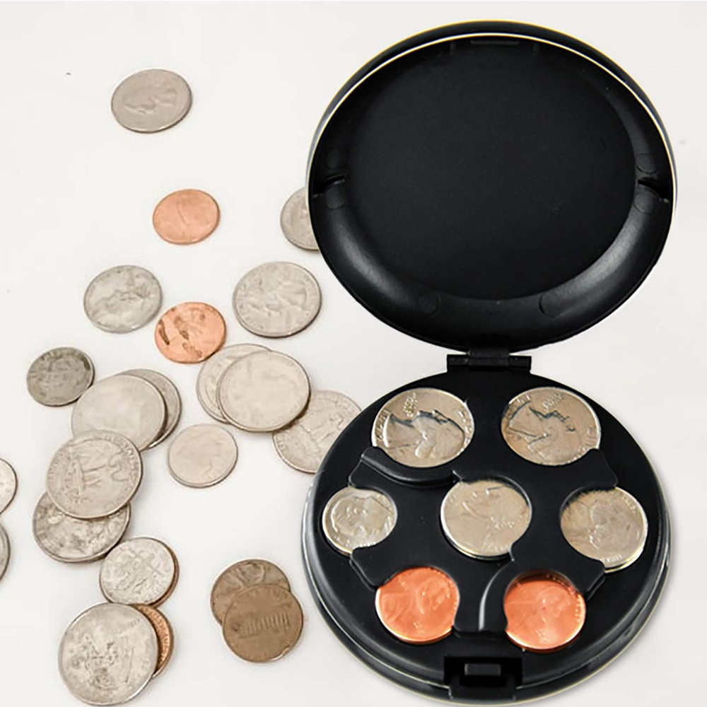 compact travel   with   closure unlined durable plastic coin storage dispenser for organized change collection easy to   dry cloth