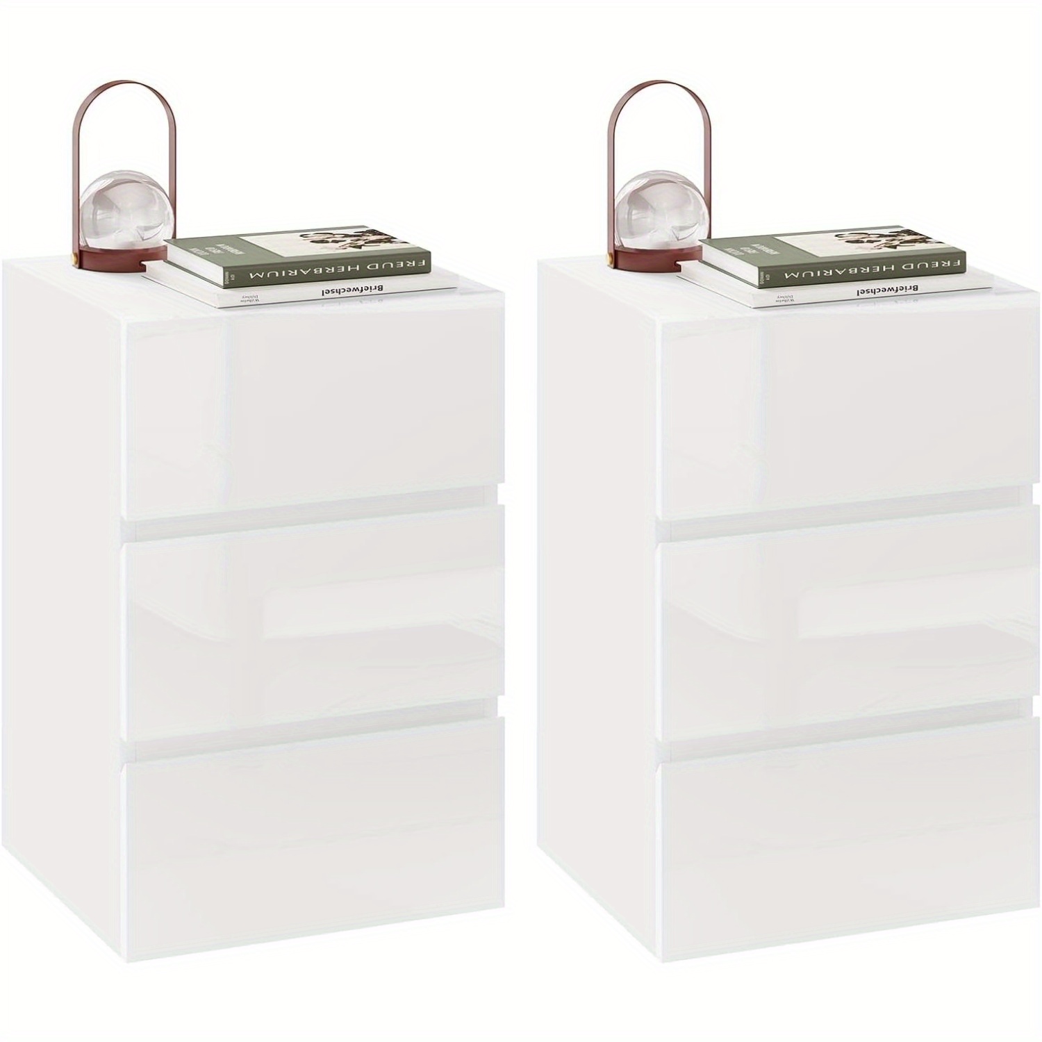 Image of 1pc/2pcs Bedside Table, Bedside Table With 3 High-gloss Drawers, Large-capacity Modern Bedside Table, Side Table For Bedroom And Living Room, 40x35x62cm