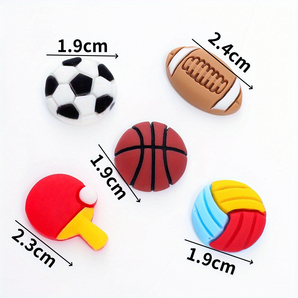 Image of A Pack Containing 20 Items Of 3d Resin Jewelry Additions Themed Around Football And Basketball