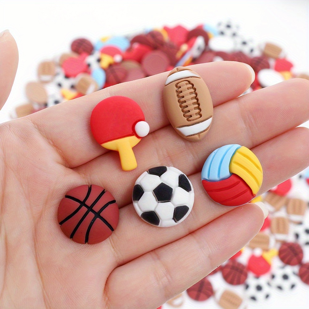 

20-pack Resin For Diy Crafts - Basketball, Soccer, Volleyball, Table Tennis & American Football 3d Jewelry Charms For Bracelets, Necklaces, And Crafting