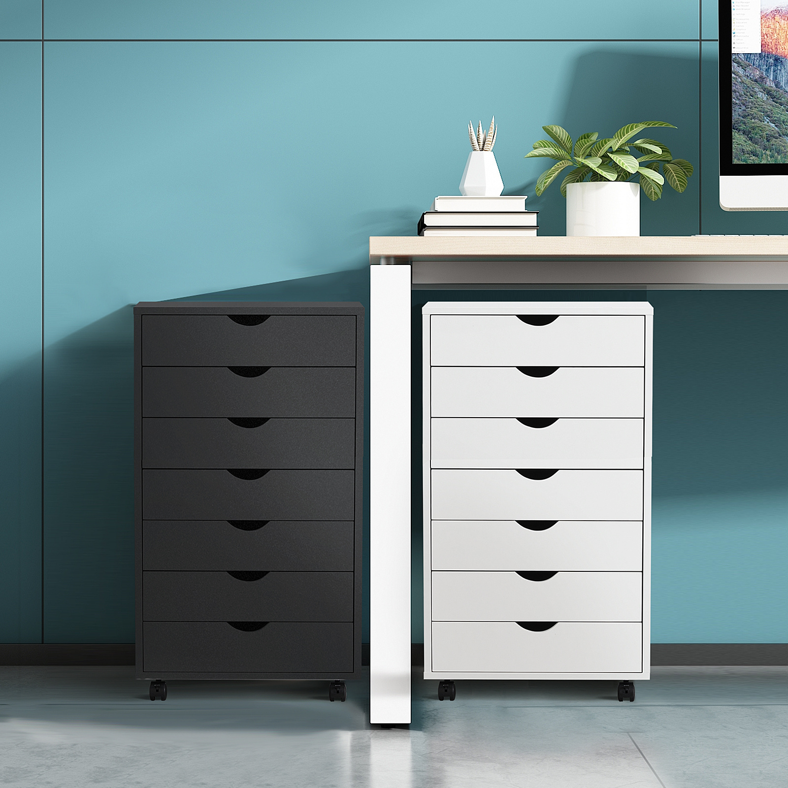 

Removable Under-desk Locker, Printer Stand, Filing Cabinet And Crafts Locker For Office And Home Use, White/black, 1p/2p As Required