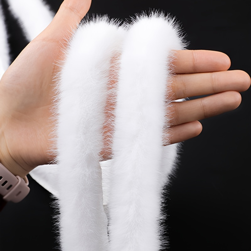 

2pcs White Faux Fur Trim, 39.37" - Soft Plush Fabric For Diy Crafts, Sewing & Knitting Projects - Christmas Decor And Apparel Accessory