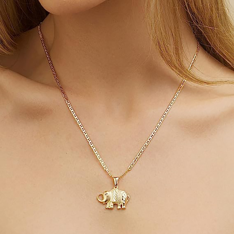 

1pc Light Luxury Elephant Metal Collar Elephant Luck Pendant Fashion Necklace