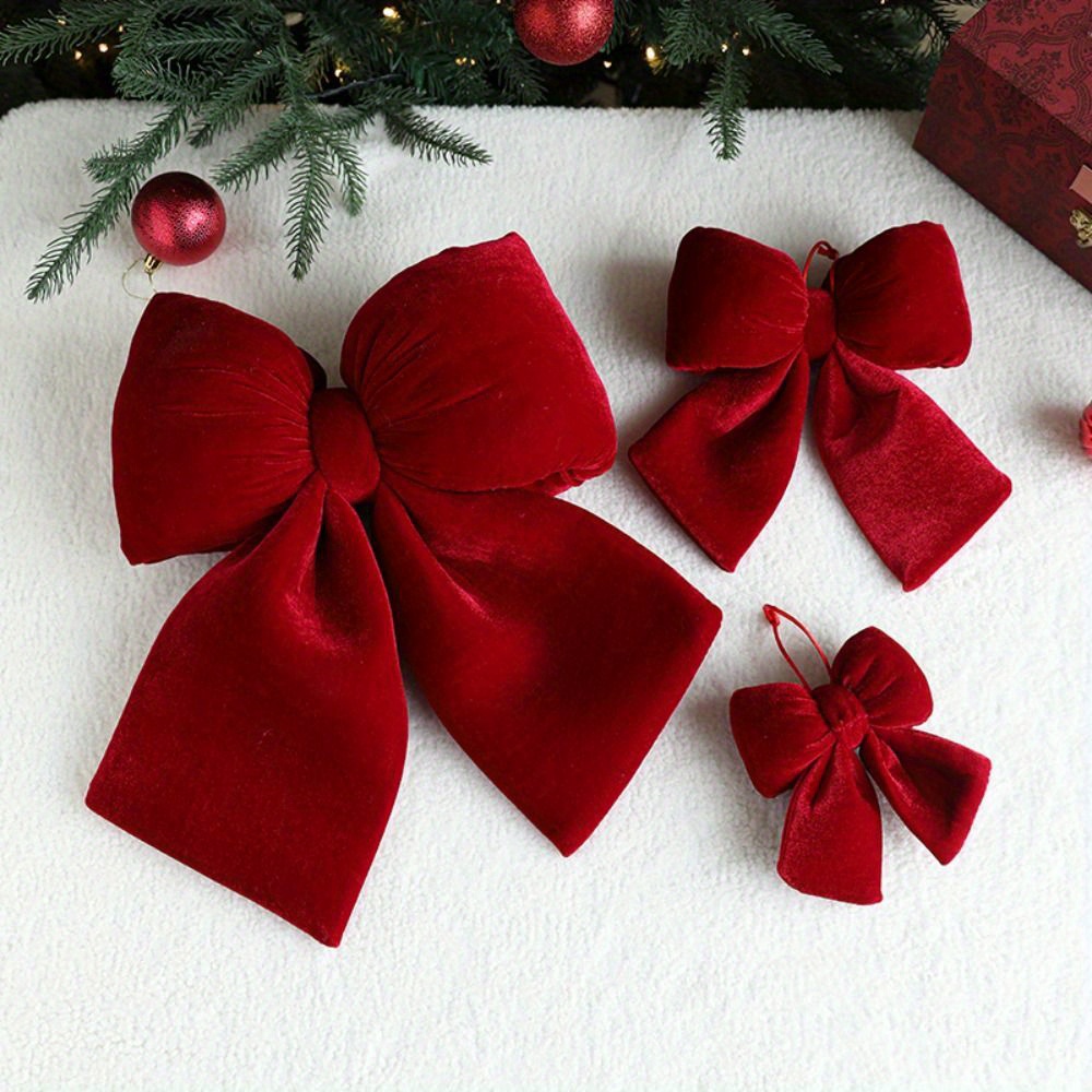 

1pc Fabric Christmas Bow Decoration For Tree, Bowknot Ornament For , Vintage No-feather Holiday Party Décor, Non-electric Accents For Seasonal Celebration