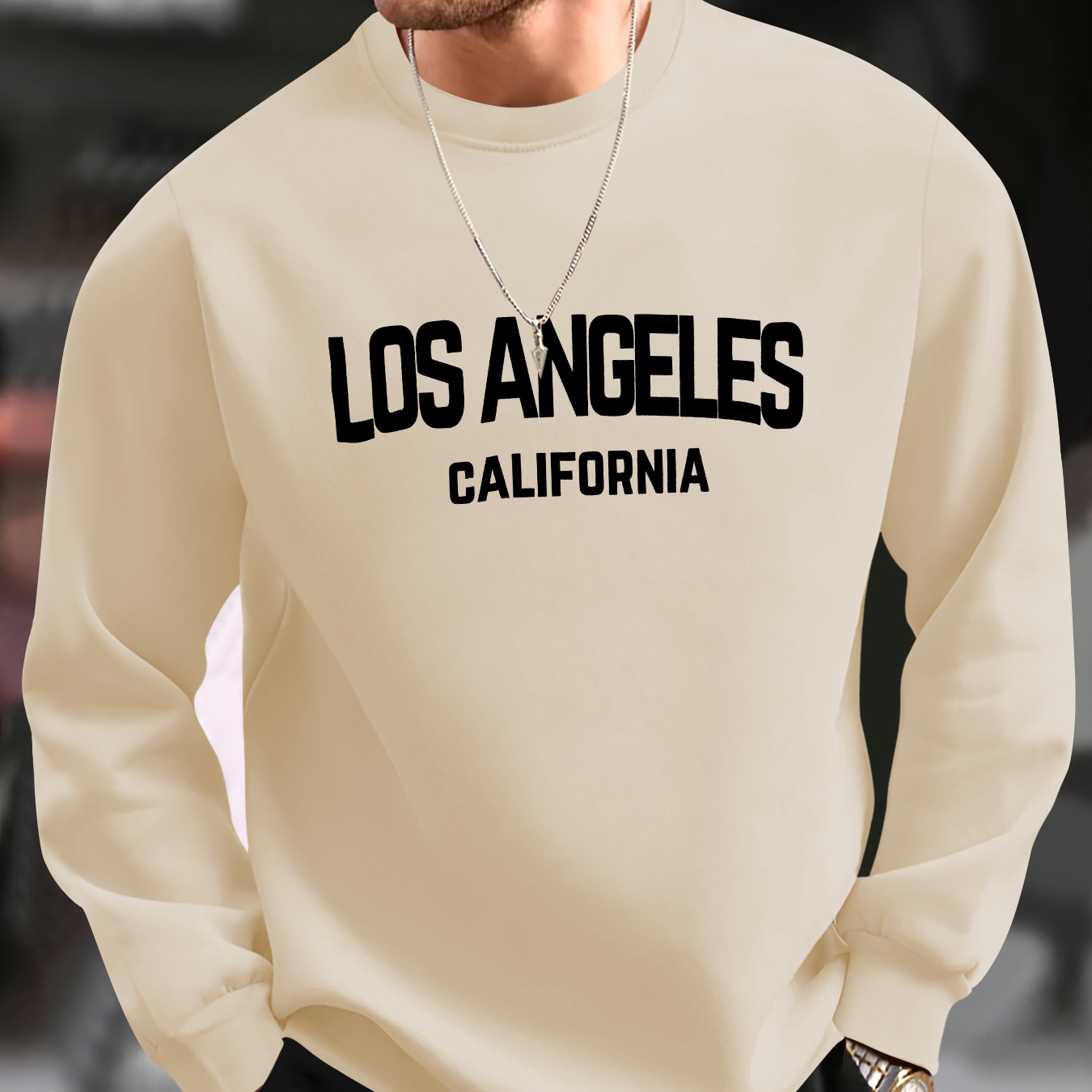

Men's California Sweatshirt - Trendy Long Sleeve Crew Neck Pullover, Machine Washable Polyester Blend