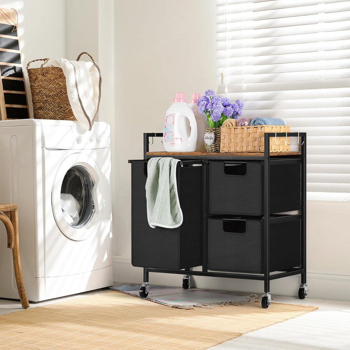 

Laundry Basket Laundry Hamper 3 Section Laundry Sorter With 3 Pull-out And Removable Bags Large Divided Laundry Hamper With Shelf Laundry Hamper Cart