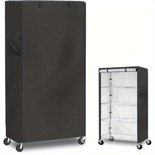 heavy duty dustproof standing shelf unit cover with zipper fits 48 x18 x72 wire rack uv and tear resistant storage shelving protector for living room black