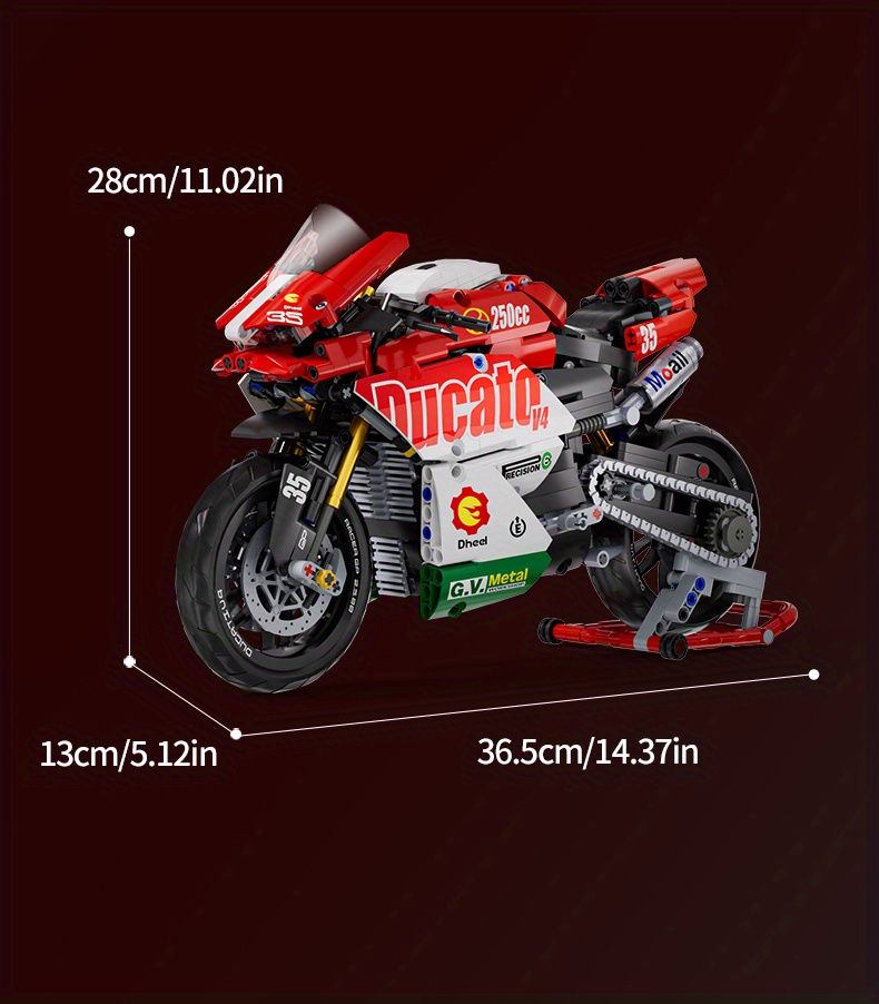 Bloque de construcción de coche de motocicleta, forma de superdeportivo 1:10,     fresca Juguetes educativos de tecnología de diseño, educación infantil temprana,   de ensamblar, regalo de festival  /Navidad/Halloween/Día de Acción de  /  detalles 6