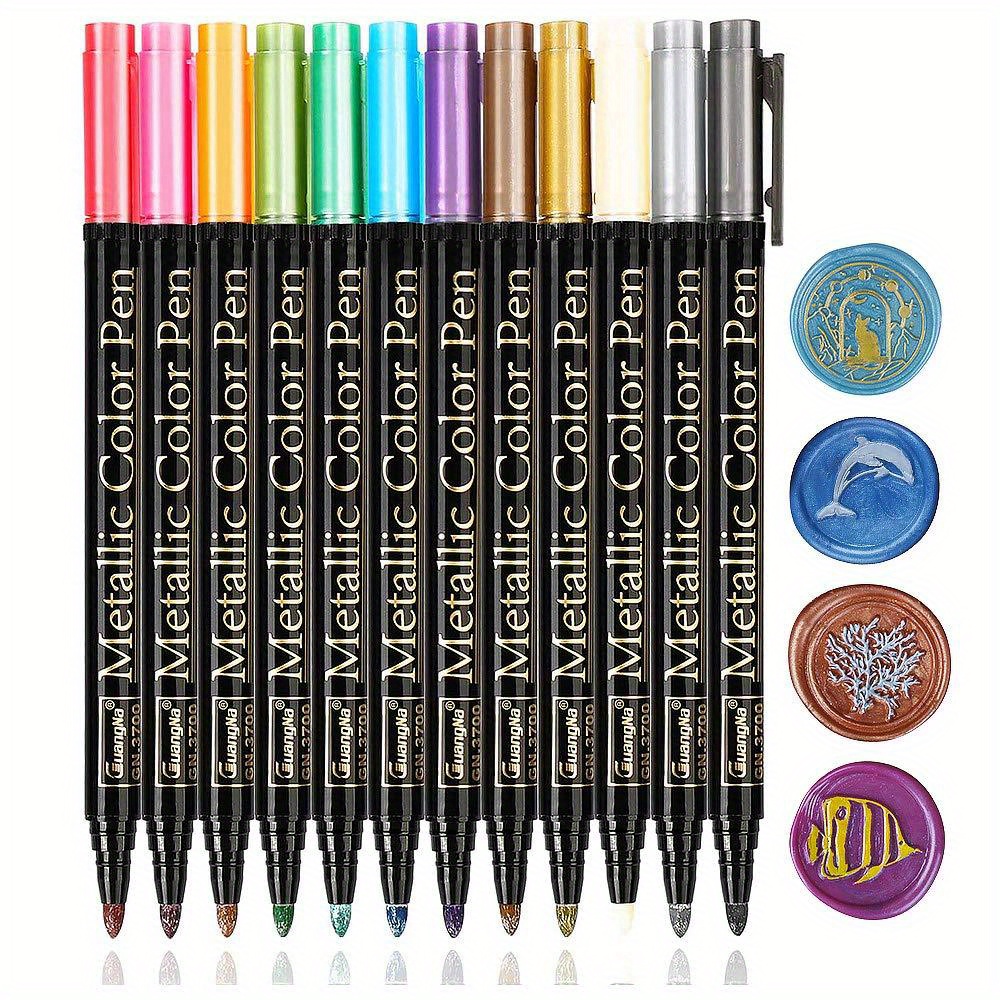 

12pcs Metallic Wax Seal Pens - No Power Needed, Versatile Marker Set For Wax Stamp Decoration, Ideal For Wedding Invitations And Envelopes, Compatible With All Wax Beads & Sticks