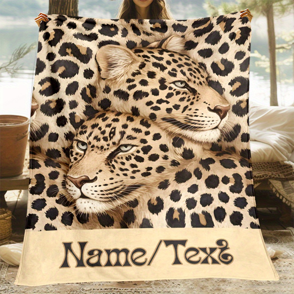 

Custom Name Leopard Design Flannel Throw Blanket - 1pc Personalized Lightweight Cozy Fleece Blanket For Sofa, Bed, Chair - No Feather, Electricity-free Polyester Material - Ideal Gift For