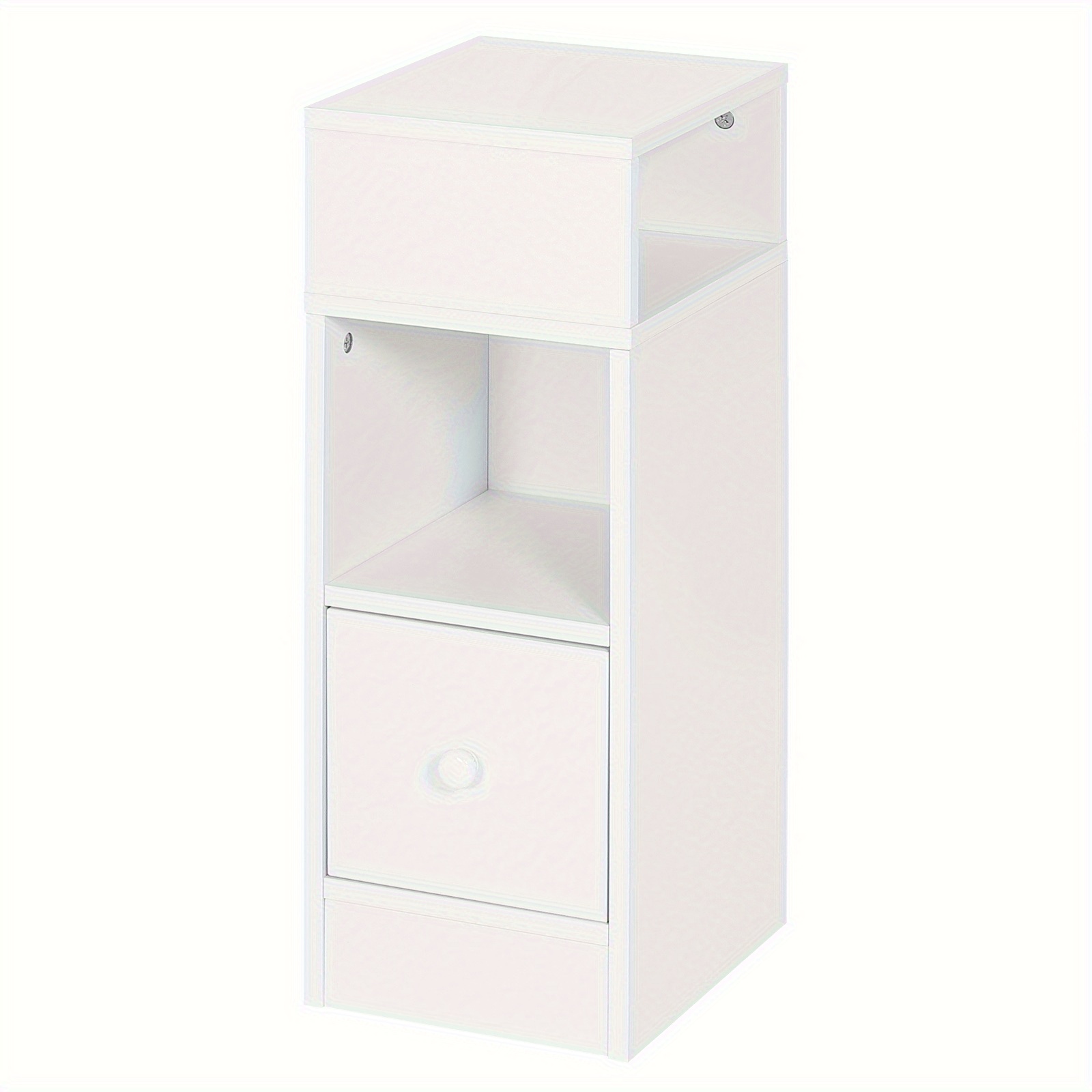 1pc/ 2pcs Narrow Bedside Table With 2 Compartments And Drawers, Nightstand 25 X 30 Cm, Space Bedroom, Living Room Furniture, Particle Board, Dark Grey/ Light Woodlook/ White/ White+woodlook