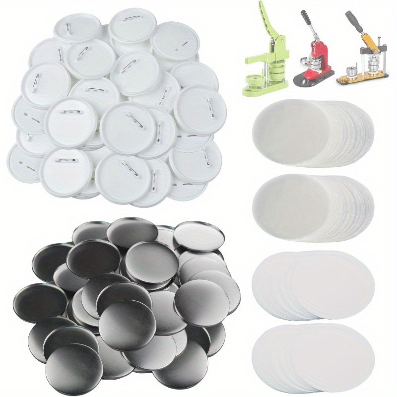 

Sets 75mm(3 Inch) Button Parts For Button Maker Machine 75mm, Round Badge Button Making Supplies Blank Pin Back, Includes Metal Cover, Plastic Button Back Cover, &