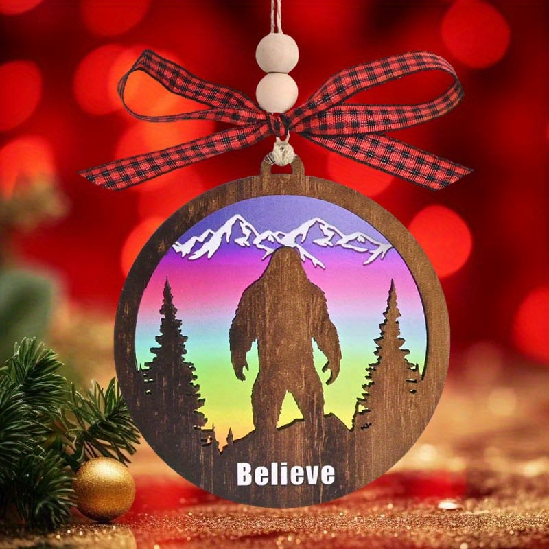 

Sasquatch In Aurora Ornament, Acrylic & , Christmas Hanging Decor, Christmas Ornament With Bow Lanyard, Top Original & Funny Gag Gift For The Lover, Best For Christmas