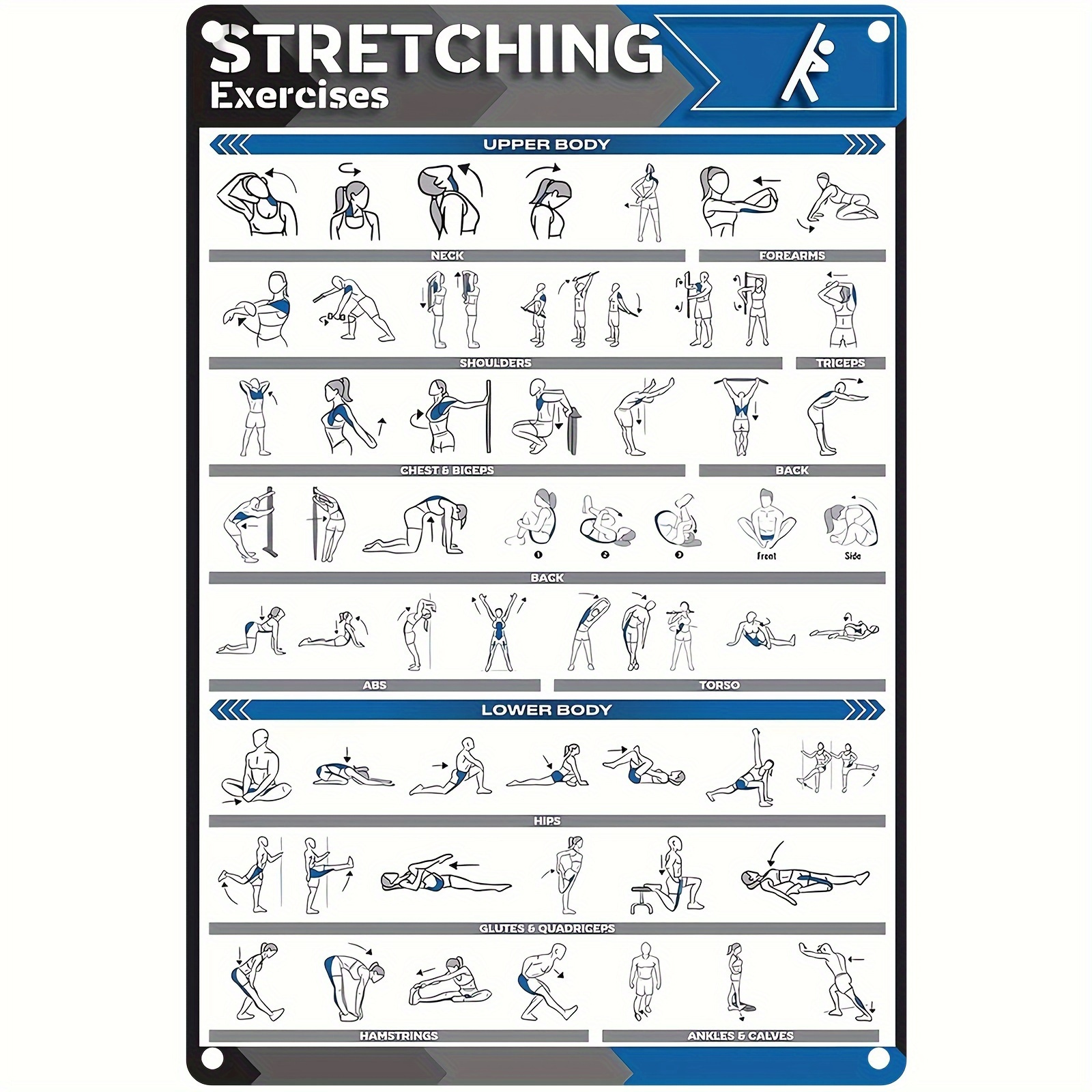 

1pc Metal Stretching Exercises - Decor For Gym, , Bar, - -mounted Iron Illustrations Plaque - No Needed