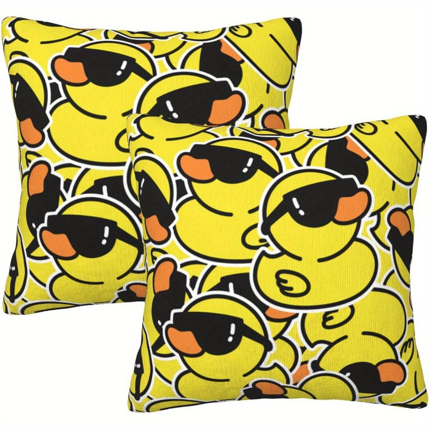 

2pcs Set Cartoon Rubber Duck Throw Pillow Covers, 18x18 Inch - Zippered Cases For Sofa, Bedroom, Living Room & Car Decor