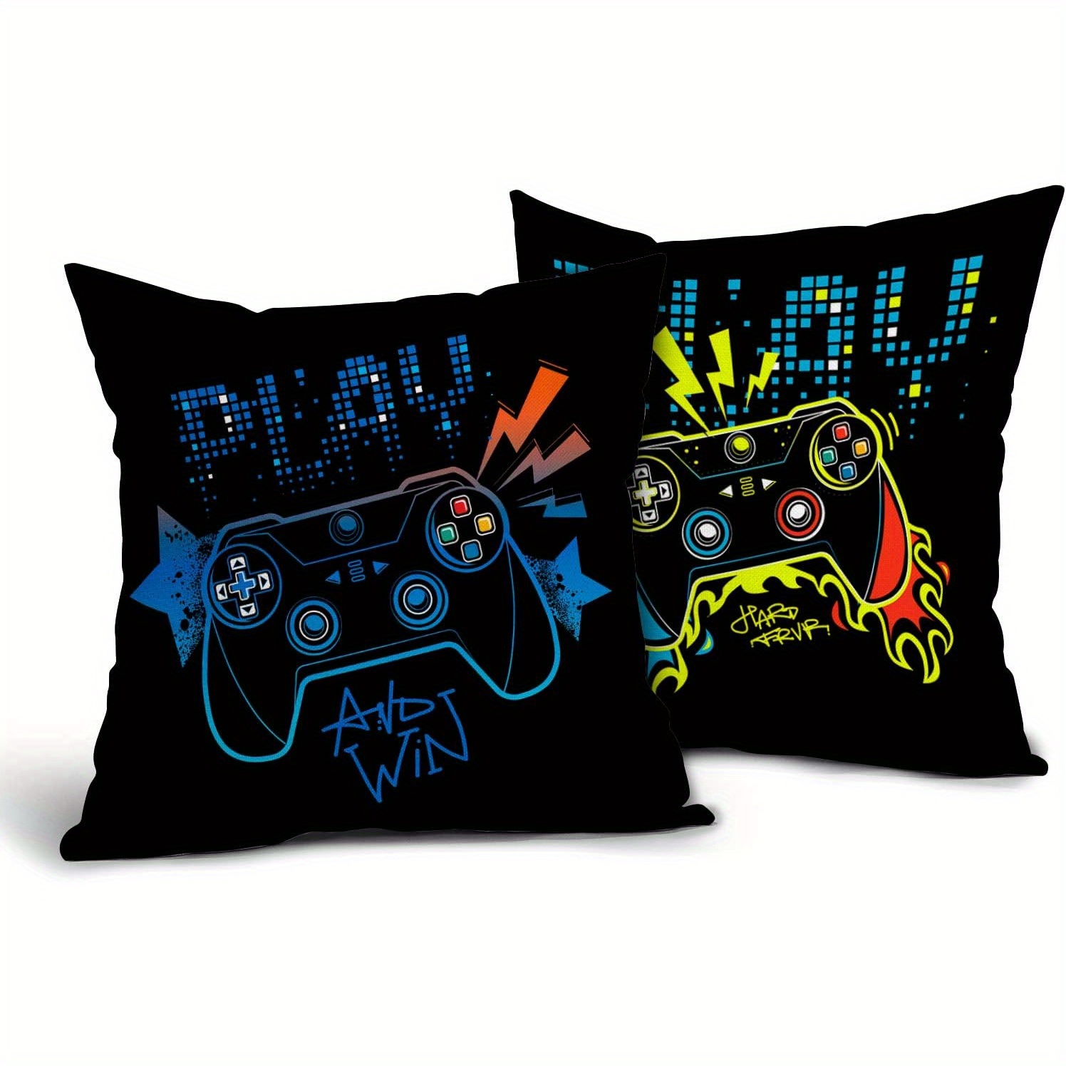 

2pcs Set 18x18 Inch Gamer Pillow Covers - Contemporary Style, Zip Closure, Machine Washable Polyester Cushion Cases For Boys' Room & Sofa Decor