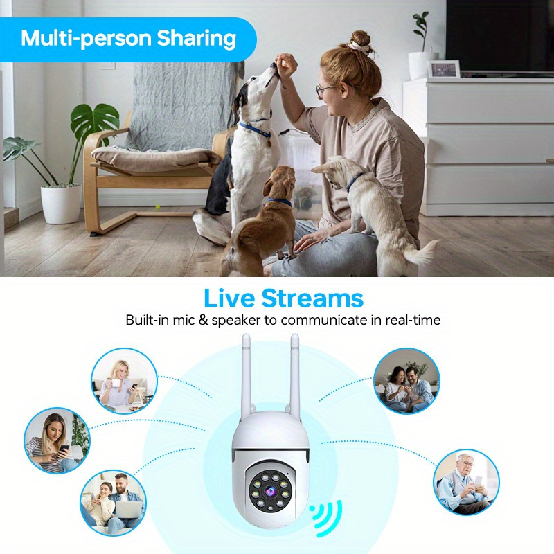 2.4G Wifi Network Camera, Suitable for Smart Home Security Video Monitoring, Supports Two-Way Audio, Motion Detection, Alarm Notification Push, 1080P. details 3