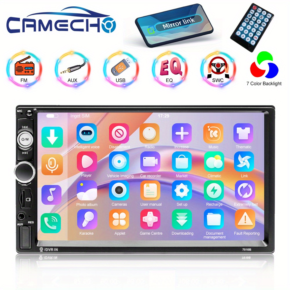 

Camecho 2 Double Din 7inch Car Stereo Audio Mp5 Player - Usb, Fm Radio, Multimedia Radio, Steering Wheel Remote, Mobile Phone