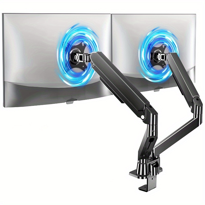 TEMU Dual Monitor Arm, Dual Monitor Stand Gas Spring, Ergonomic Vesa Dual Monitor Mount, Swivel Dual Gaming Monitor Stand For 13-27" Screen (2-7kg),