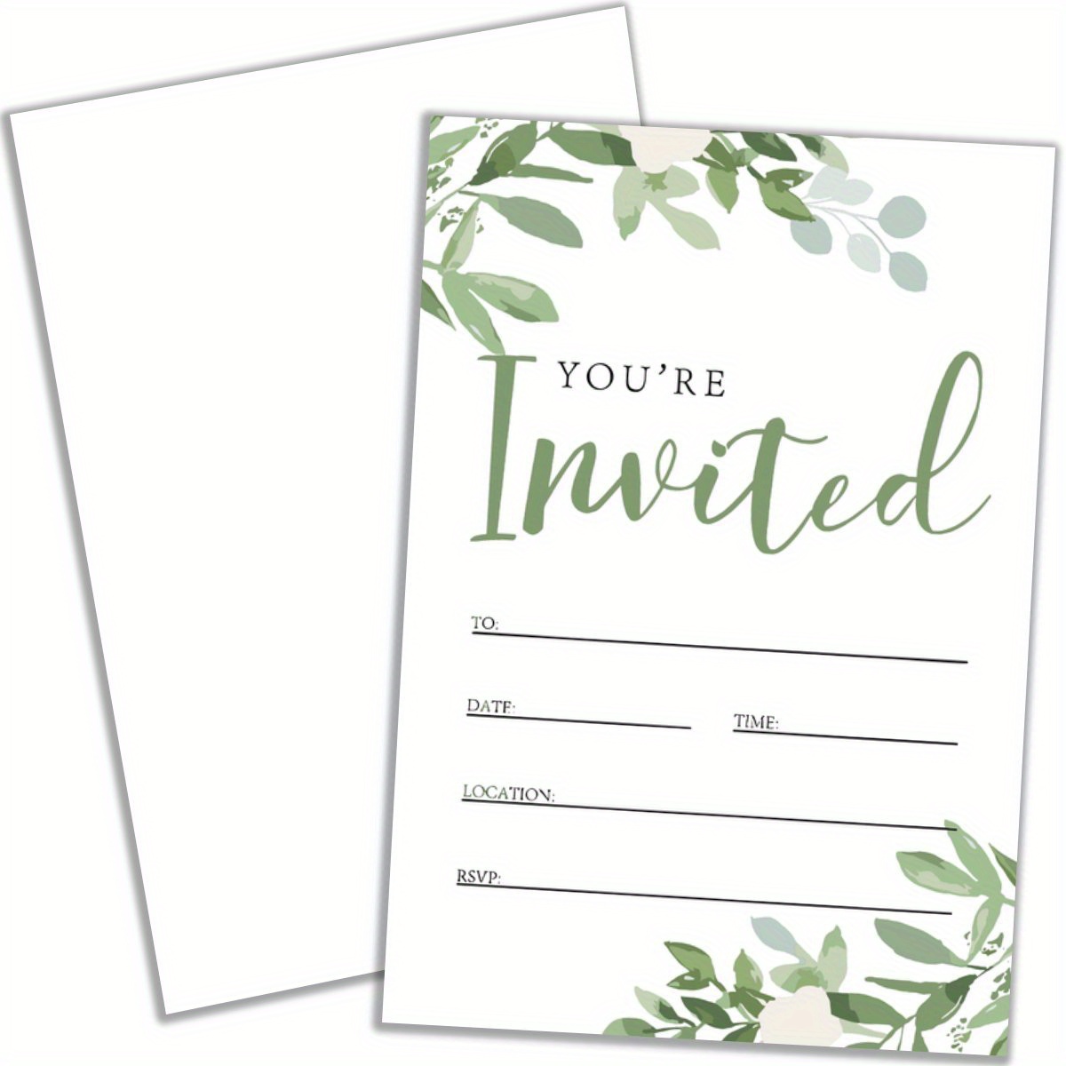 

20 Pack Elegant Greenery Invitations With Envelopes - Invitation Cards For Birthday Party, Bridal Shower, Wedding - Paper For Teens & Adults, Rsvp Cards Included - 20 Sets