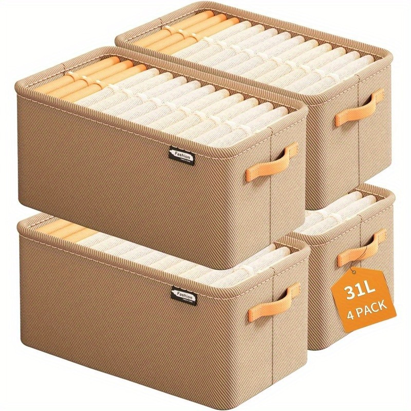 

4 Portable Indoor Large Capacity Storage Boxes, Reusable, Durable And Sturdy Home Storage Bag Storage Boxes, Mildew, Moisture, Insect Proof