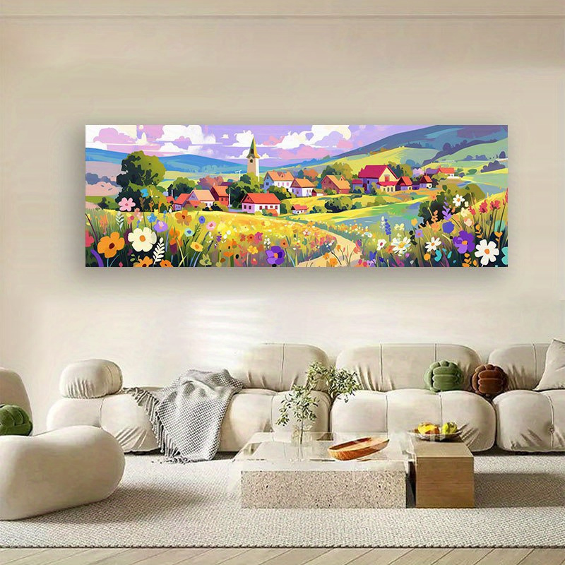 TEMU [2D PIATTO] 1 pezzo su tela senza cornice paese delle fiabe stile onirico decorazione per la casa poster fiori casa e decorazione colorata per
