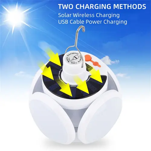 1 2pc led camping led tent solar lantern lights 5 working usb rechargeable foldable remote control portable light tent hanging flashlight outdoor fishing emergency courtyard garden