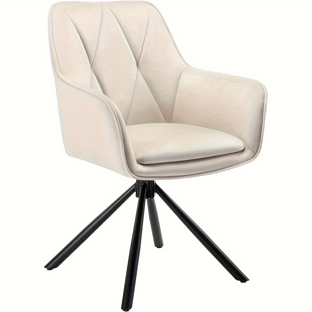 Image of 1pc Swivel Dining Room Chair Swivel Chair With Armrest Kitchen Chair Backrest Armchair Upholstered Chair Metal Feet Velvet