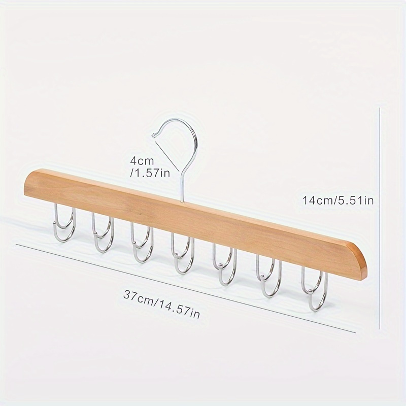 TEMU Wooden 14 Polished Hooks And Accessories Hooks, Metal Hanger, -saving Storage Rack, For Storing Ties, Scarves, Bras And