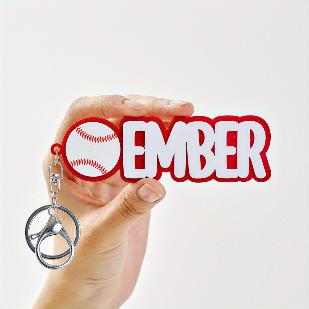 TEMU Un porte-clés personnalisé avec une lettre sur le thème du sport, personnalisé avec un nom, parfait comme cadeau de décoration d'Halloween ou un