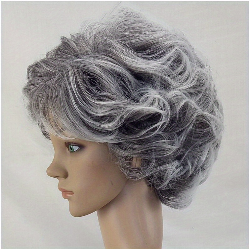 

Middle-aged Elderly Mother Wig Grandma Silvery And White Mixed Curly Hair Wig Fluffy Curly Suitable For Daily Party Banquets Holiday Gifts And Dress Up