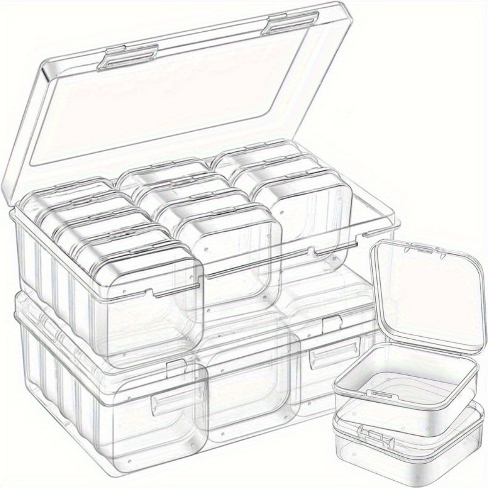 

30pcs/ Set Plastic Storage Box, Transparent Square Box, Covered Storage Container Box, Used For Jewelry Bead Parts Accessories Mini Items