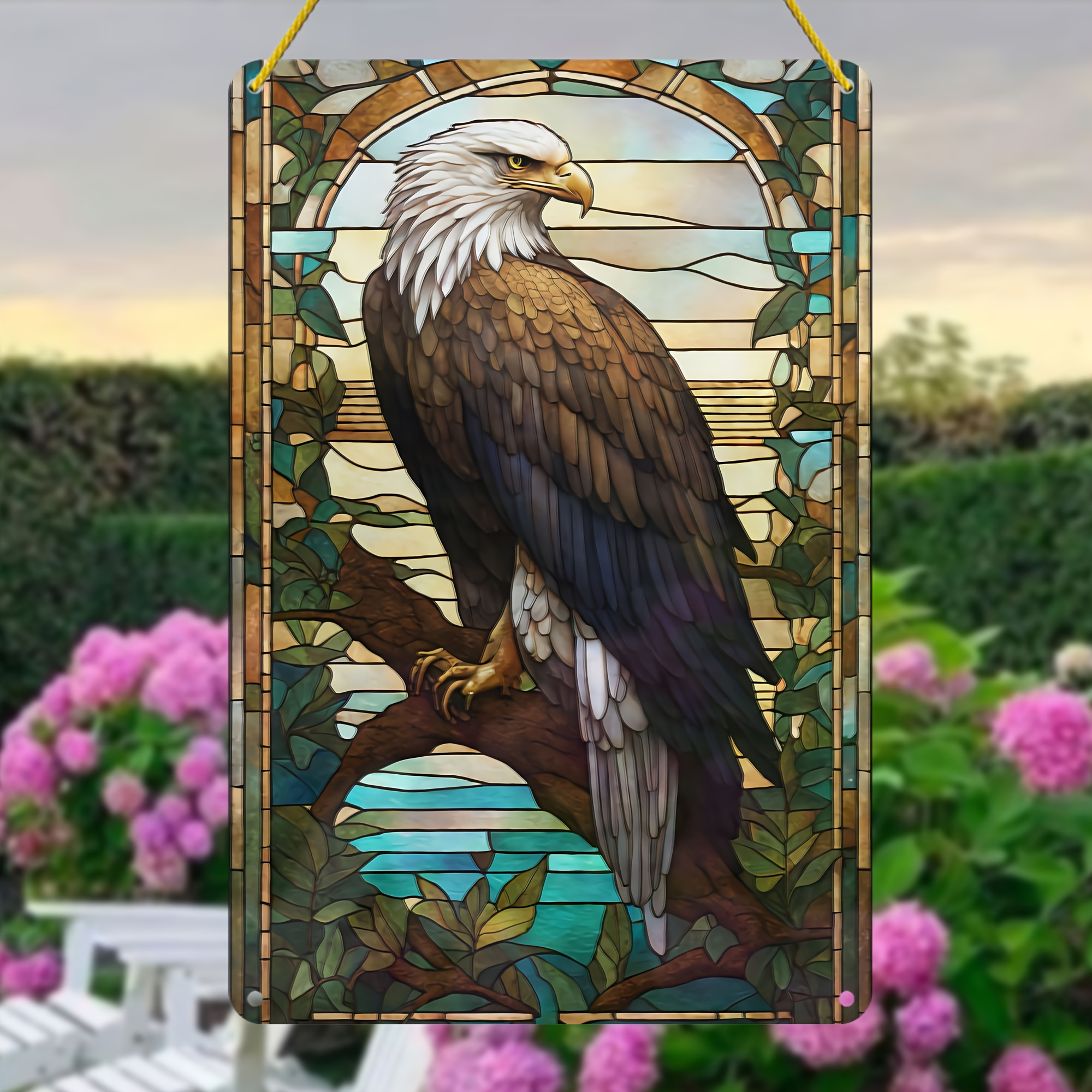 

1pc Vivid Eagle Stained Suncatcher - Vivid And Interesting Gift , Suitable For Indoor Home Decoration And Outdoor Patio Decoration - To Home And Garden Porch Decoration