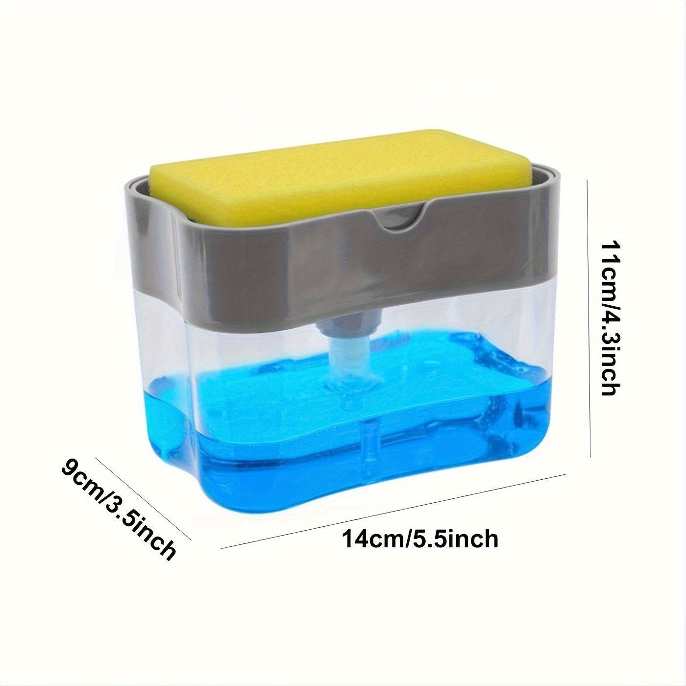 kitchen soap dispenser set with sponge holder and free sponge   plastic ideal for home cleaning easy refill   saving for countertop sink use details 2