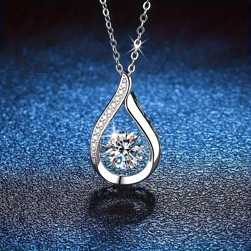 

Elegant Moissanite Water Drop Pendant Necklace - 925 Sterling Silvery, Perfect Gift For Her, Versatile & Luxurious Design