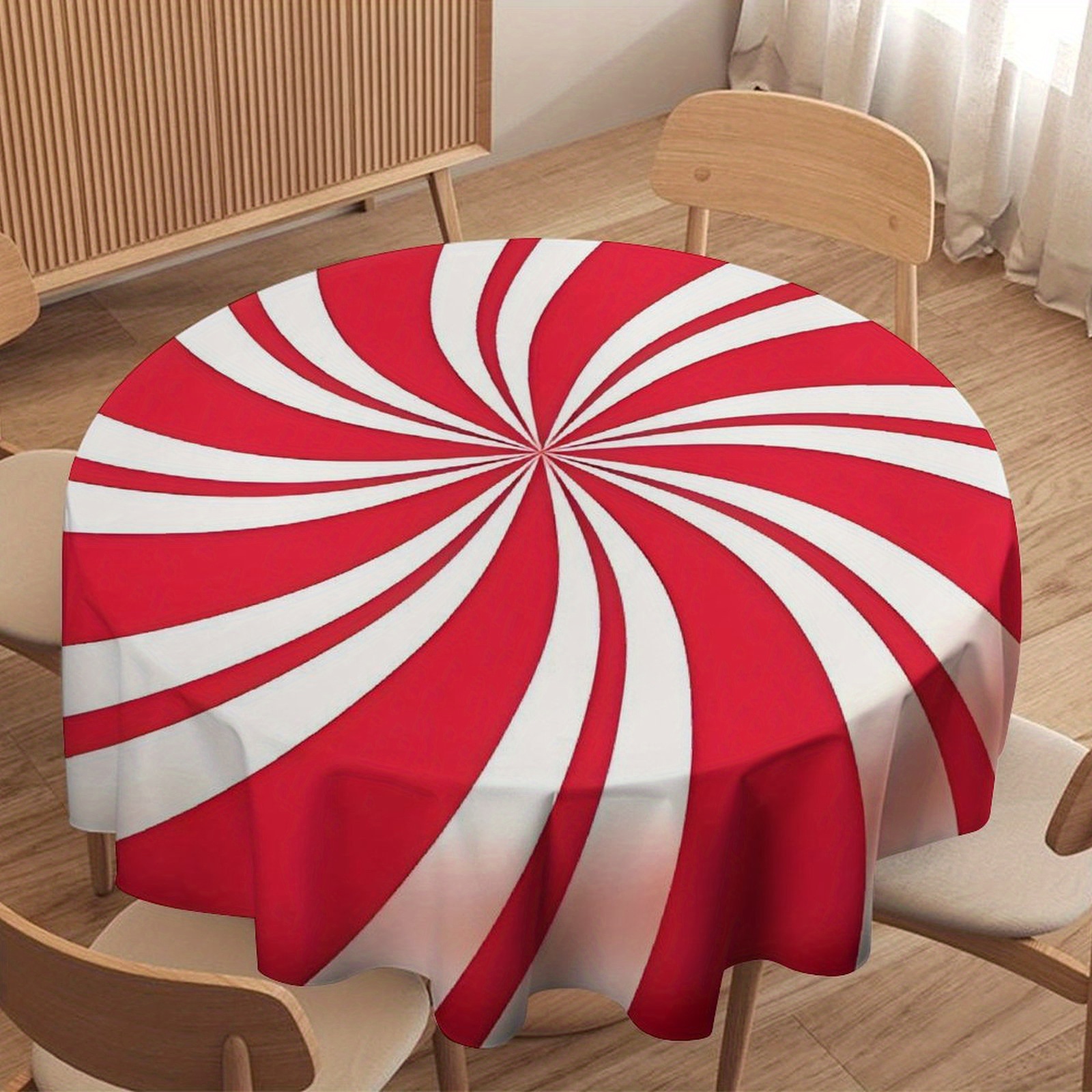 

1pc Multipurpose Polyester Tablecloth, 60-inch Round, Christmas & Themed, Santa Claus & Christmas , Heat-resistant, Stain-resistant, Easy To Clean, For Home, Kitchen, Restaurant & Picnic Decor