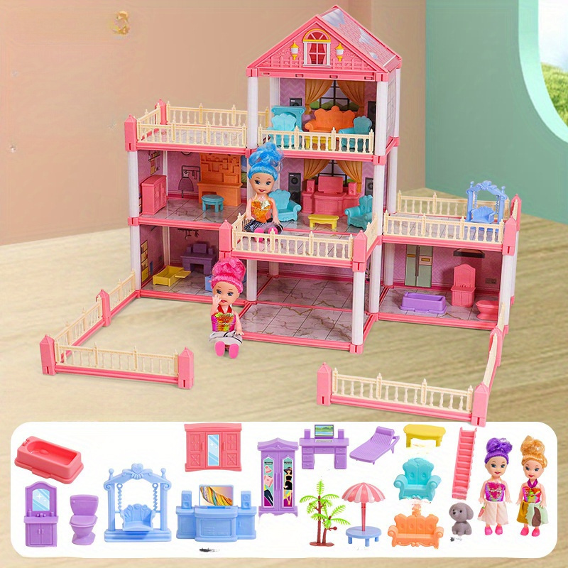 dollhouse girl playing house toy house childrens simulation room princess castle villa birthday gift box details 9