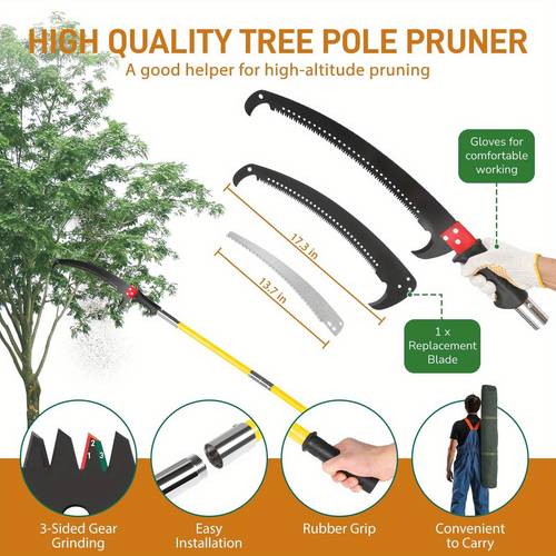 26ft pole saws for tree trimming 2 in 1 manual pole saw extendable tree pruner yellow
