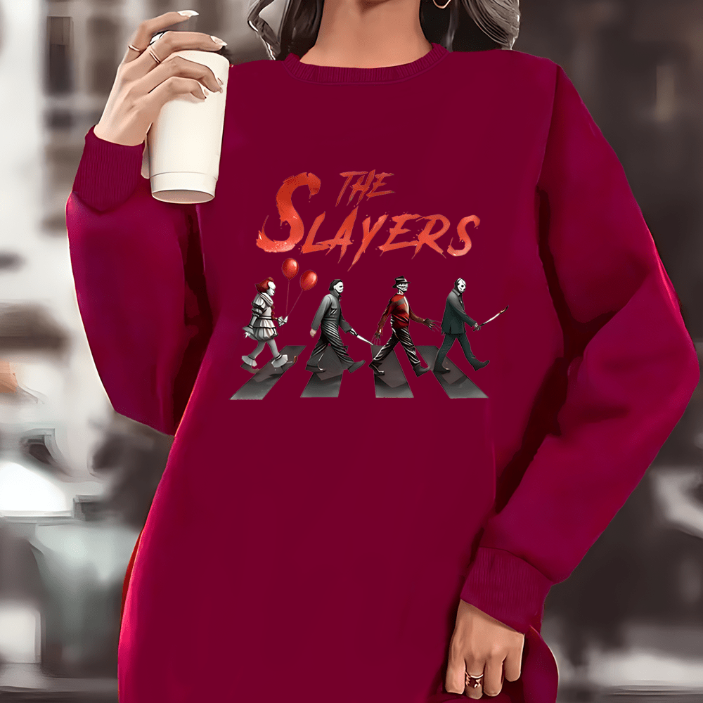 

Plus Size Halloween Themed Knit Sweatshirt Dress For Women - Casual Crew Neck Long Sleeve Polyester Pullover With Stretch - Elegant Sweatshirt Dress