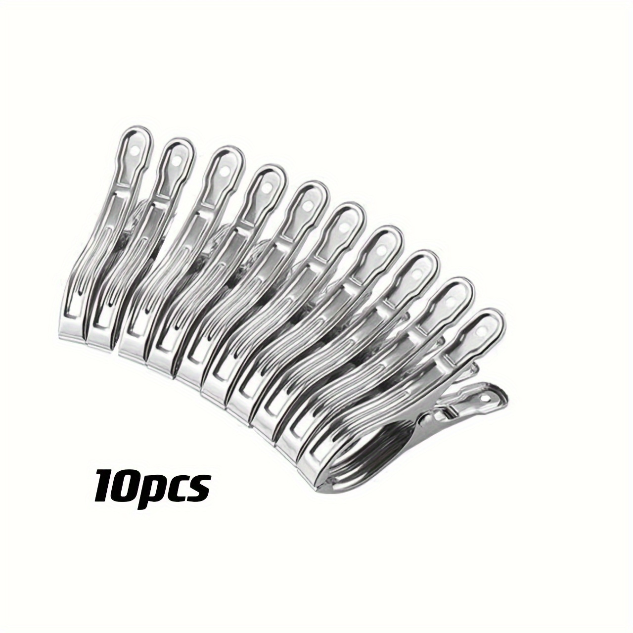 Image of 10 Large Stainless Steel Clips, Quilt Clips, Windproof Clothes Drying Clips, Clothes Clips, Household Clothesline Pole Clips, Clothes Pins