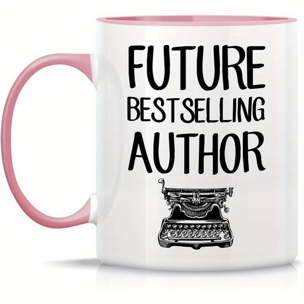 

Funny Mug - Literary Novel Writer 11 Oz Ceramic Coffee Mugs - Sarcastic, Motivational, Inspirational Birthday Gifts - White Mug With Pink Handle And Inner